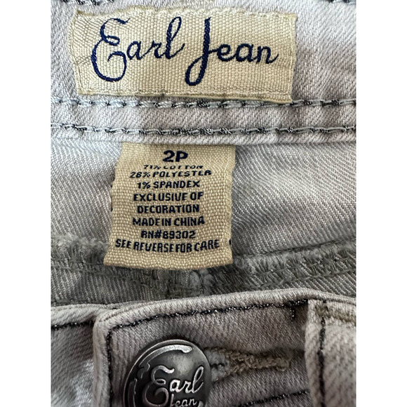 Earl Jean Light Gray Embellished Pocket Straight Leg Jeans Size 2P - Picture 3 of 5